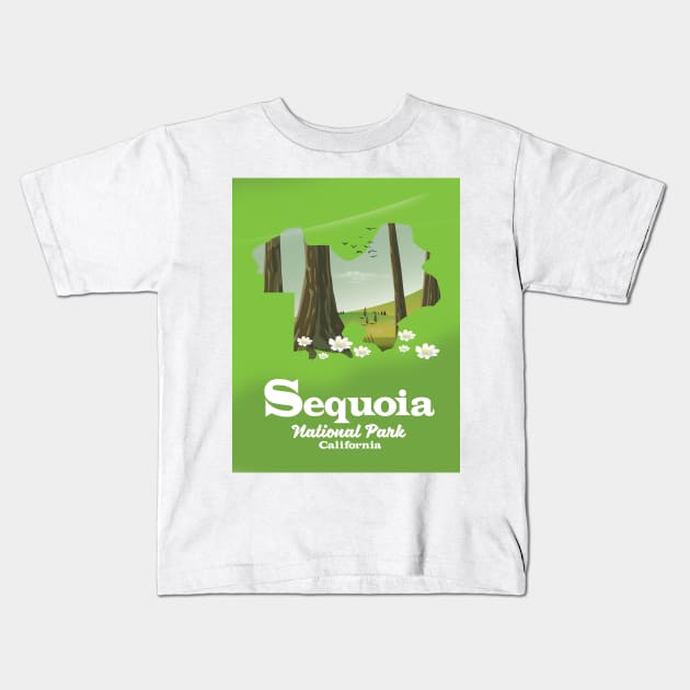 Sequoia National park map Kids T-Shirt by nickemporium1